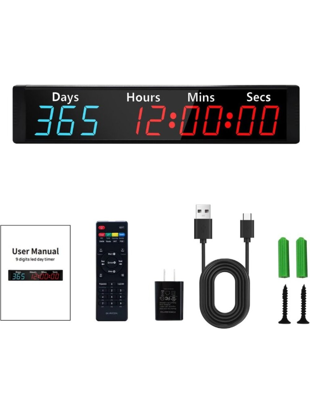 RGB Color Countdown Timer Clock - 999 Days Count Up & Down for Events